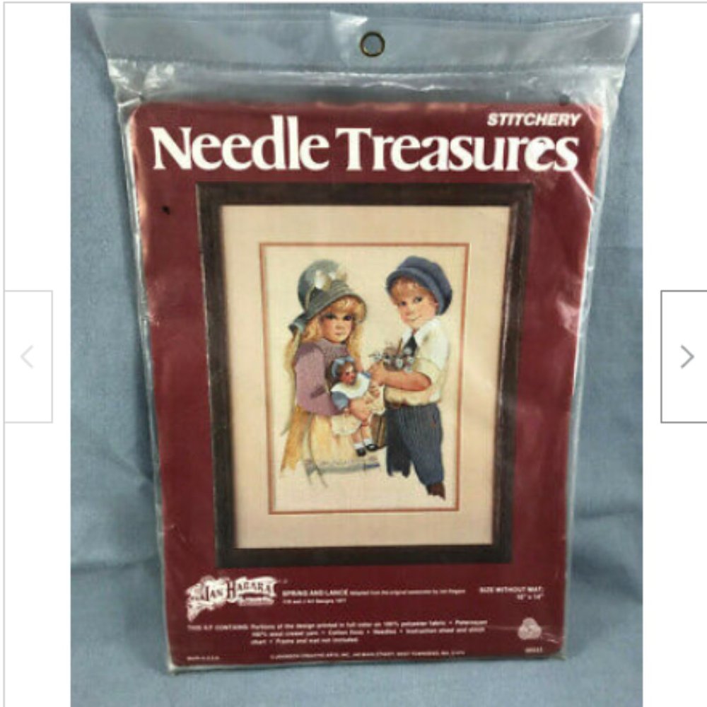 Vtg Jan Hagara Needle Treasures Crewel Embroidery Kit Spring and Lance 00543